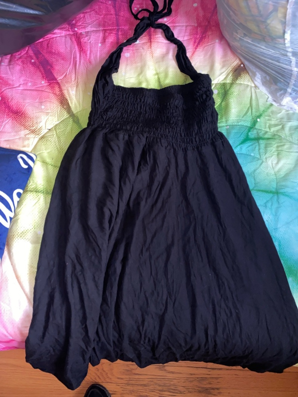 Black Halter Smocked Bodice Sundress